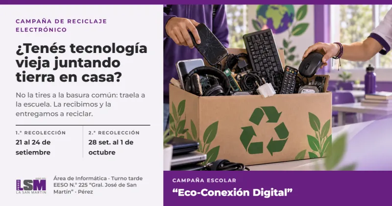Imagen de la noticia: Campaña verde en Pérez: la Escuela N° 225 moviliza a la comunidad contra la basura electrónica